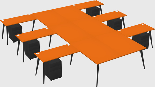 Shared l-shaped office desk system
