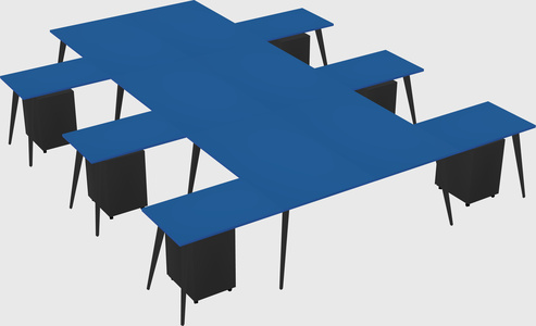 Shared l-shaped office desk system