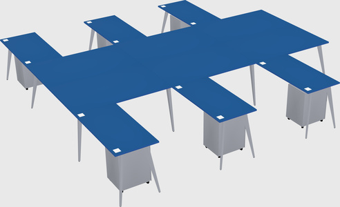 Shared l-shaped office desk system