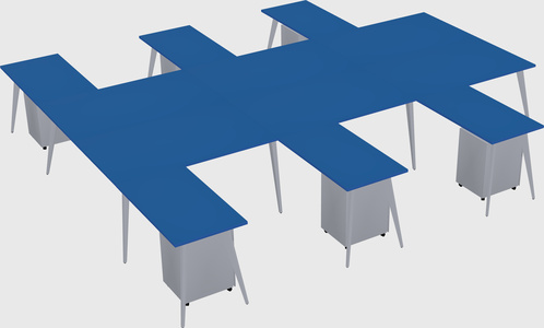 Shared l-shaped office desk system
