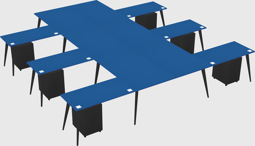 Shared l-shaped office desk system