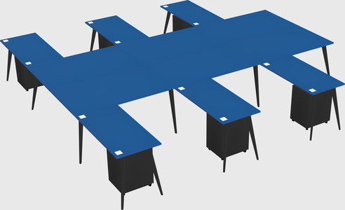 Shared l-shaped office desk system