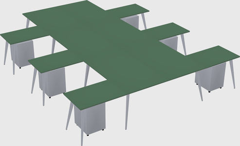 Shared l-shaped office desk system