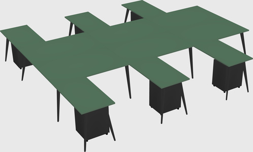Shared l-shaped office desk system