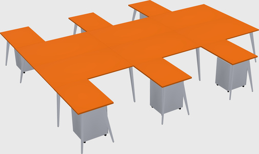 Shared l-shaped office desk system