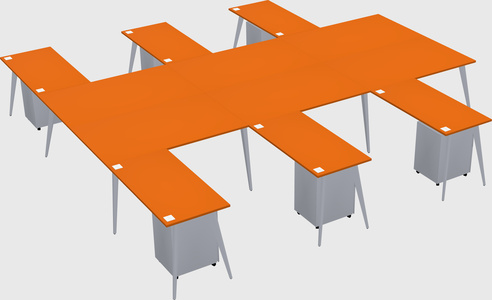 Shared l-shaped office desk system