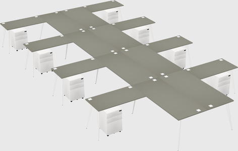 Shared l-shaped office desk system