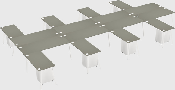 Shared l-shaped office desk system