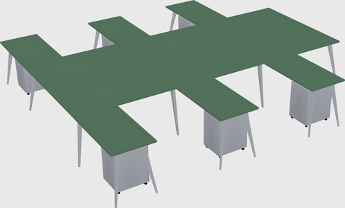 Shared l-shaped office desk system