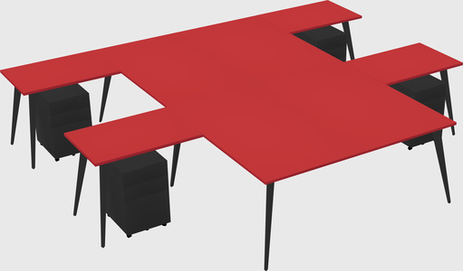 Shared l-shaped office desk system