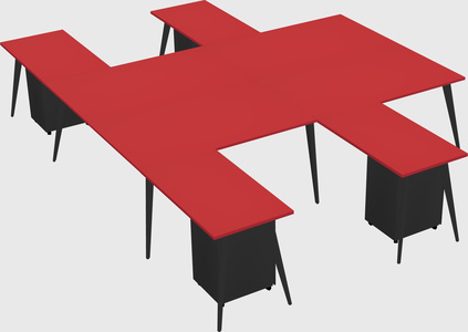 Shared l-shaped office desk system