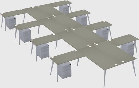 Shared l-shaped office desk system