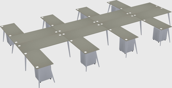 Shared l-shaped office desk system