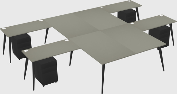Shared l-shaped office desk system