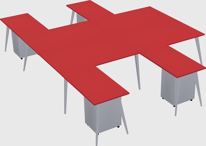 Shared l-shaped office desk system