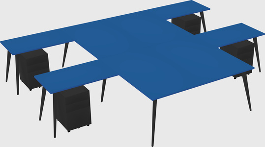 Shared l-shaped office desk system