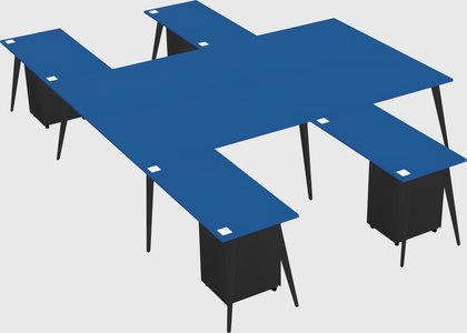Shared l-shaped office desk system