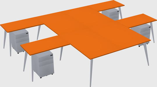 Shared l-shaped office desk system