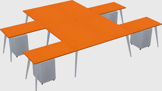 Shared l-shaped office desk system