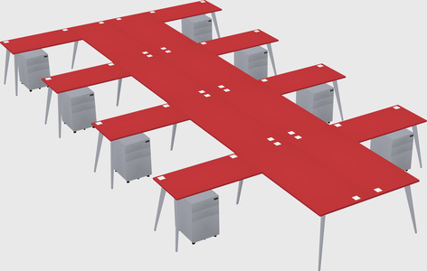 Shared l-shaped office desk system