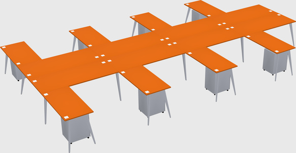 Shared l-shaped office desk system
