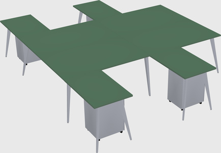 Shared l-shaped office desk system