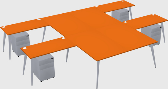 Shared l-shaped office desk system
