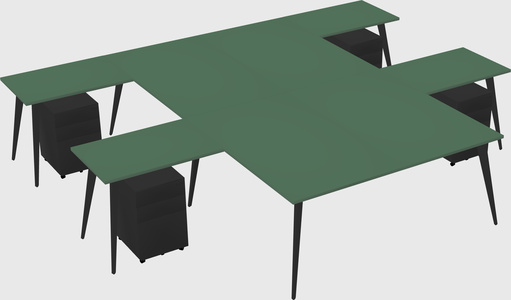 Shared l-shaped office desk system