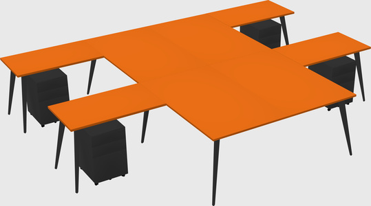 Shared l-shaped office desk system