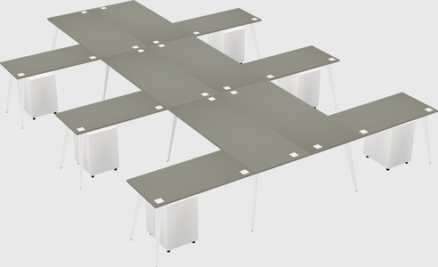 Shared l-shaped office desk system