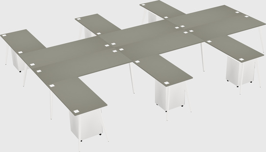 Shared l-shaped office desk system