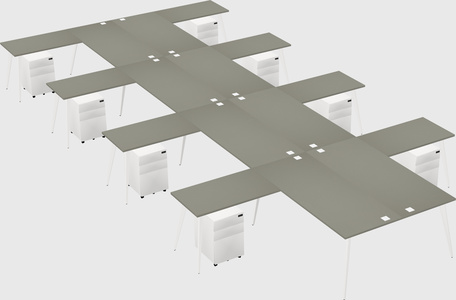 Shared l-shaped office desk system
