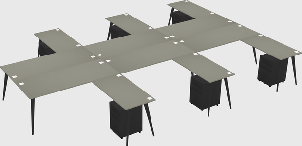 Shared l-shaped office desk system
