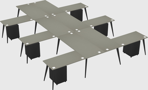 Shared l-shaped office desk system
