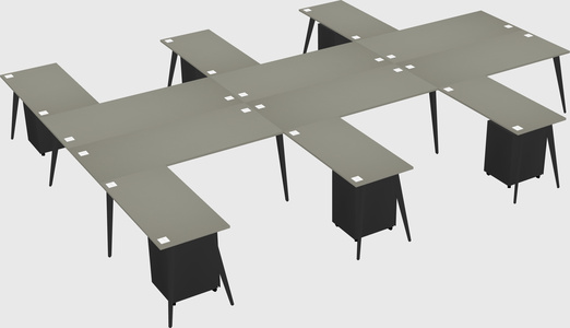 Shared l-shaped office desk system