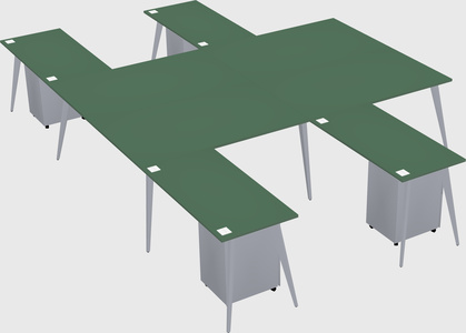Shared l-shaped office desk system