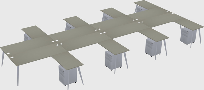 Shared l-shaped office desk system