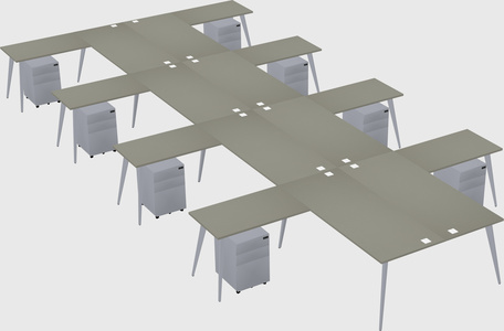 Shared l-shaped office desk system