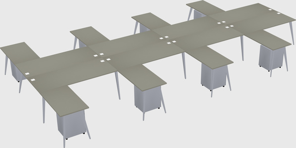 Shared l-shaped office desk system