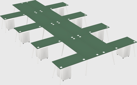 Shared l-shaped office desk system