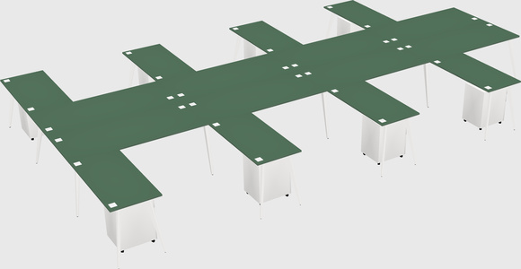 Shared l-shaped office desk system