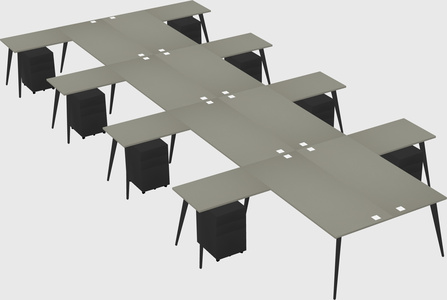 Shared l-shaped office desk system