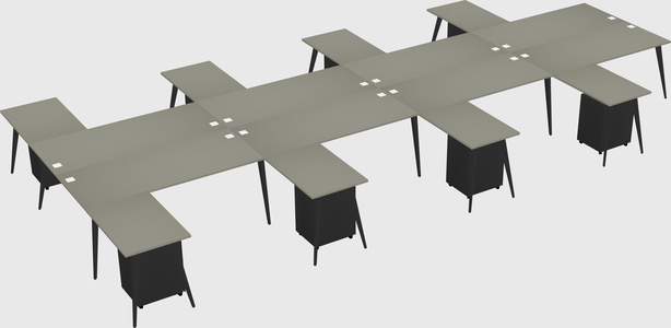 Shared l-shaped office desk system