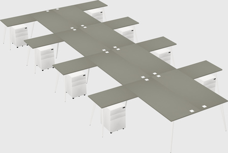 Shared l-shaped office desk system