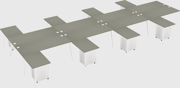 Shared l-shaped office desk system