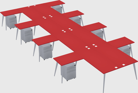 Shared l-shaped office desk system