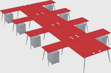 Shared l-shaped office desk system