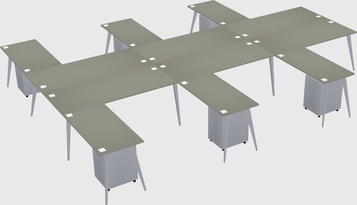 Shared l-shaped office desk system