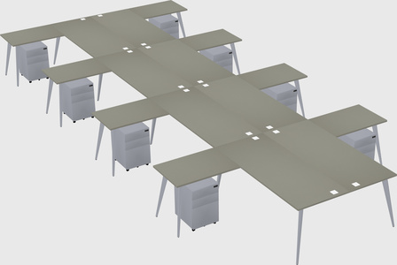 Shared l-shaped office desk system