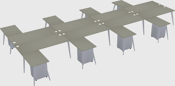 Shared l-shaped office desk system